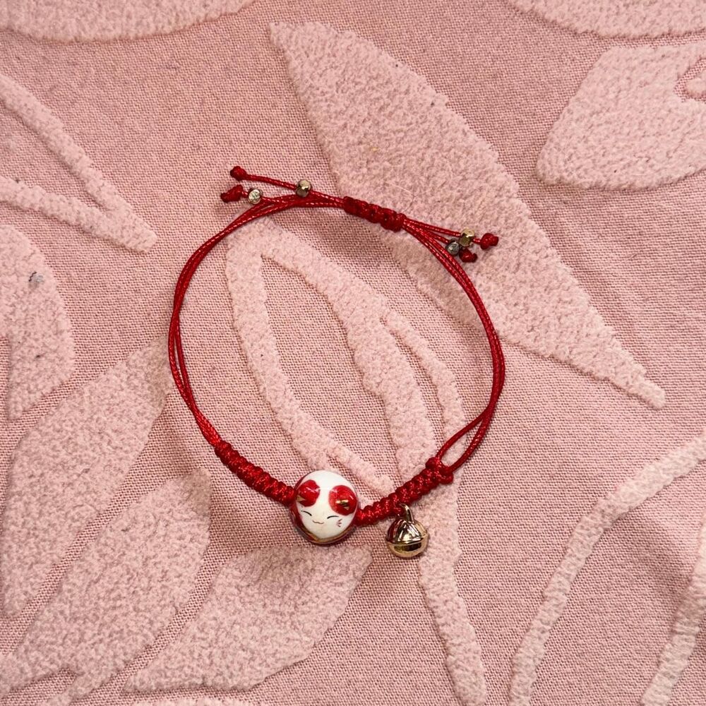 Red Porcelean Lucky Cat Japanese Bracelet